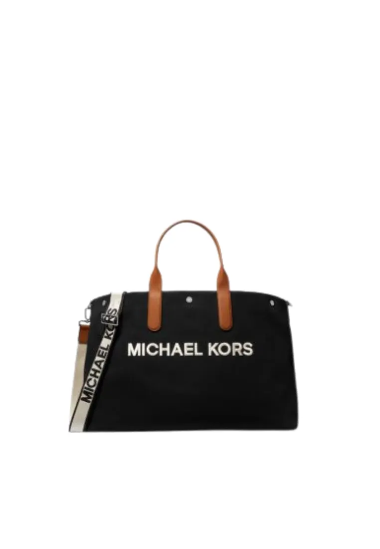 ( PREORDER ) Michael Kors Brooklyn Tote Bag Oversized Cotton Canvas In Black 33S4LBNT4C