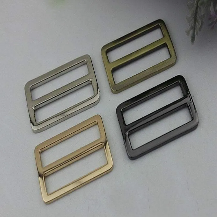 10pcs Strap Slider Bag Hardware Rectangle Double Loop Metal Buckle Adjuster Gold Silver Gunmetal Bronze Purse Handbag Making Bulk 40x37mm