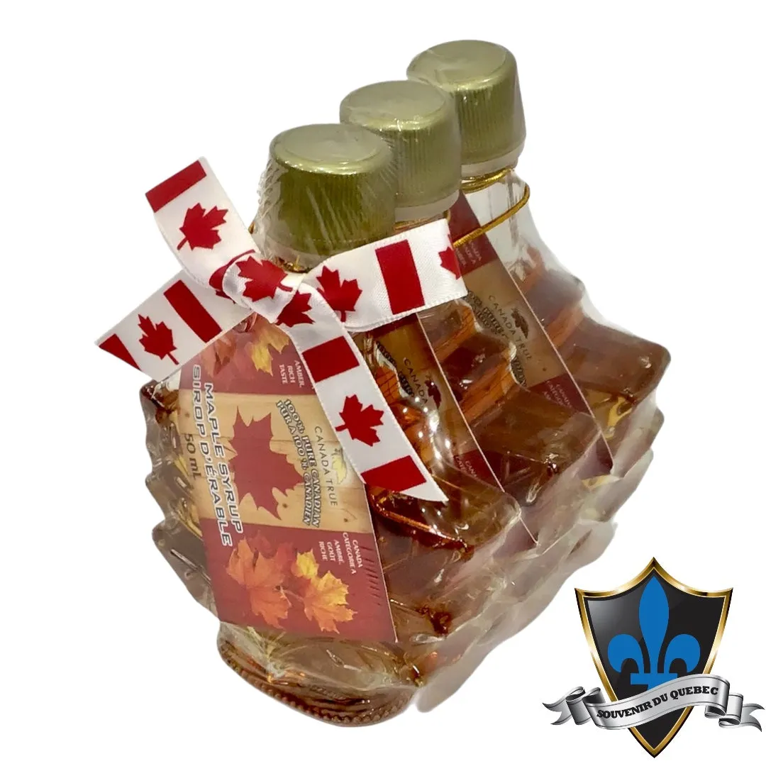 3 X  50 Ml Canadian Maple syrup Maple Leaf Shaped Bottles