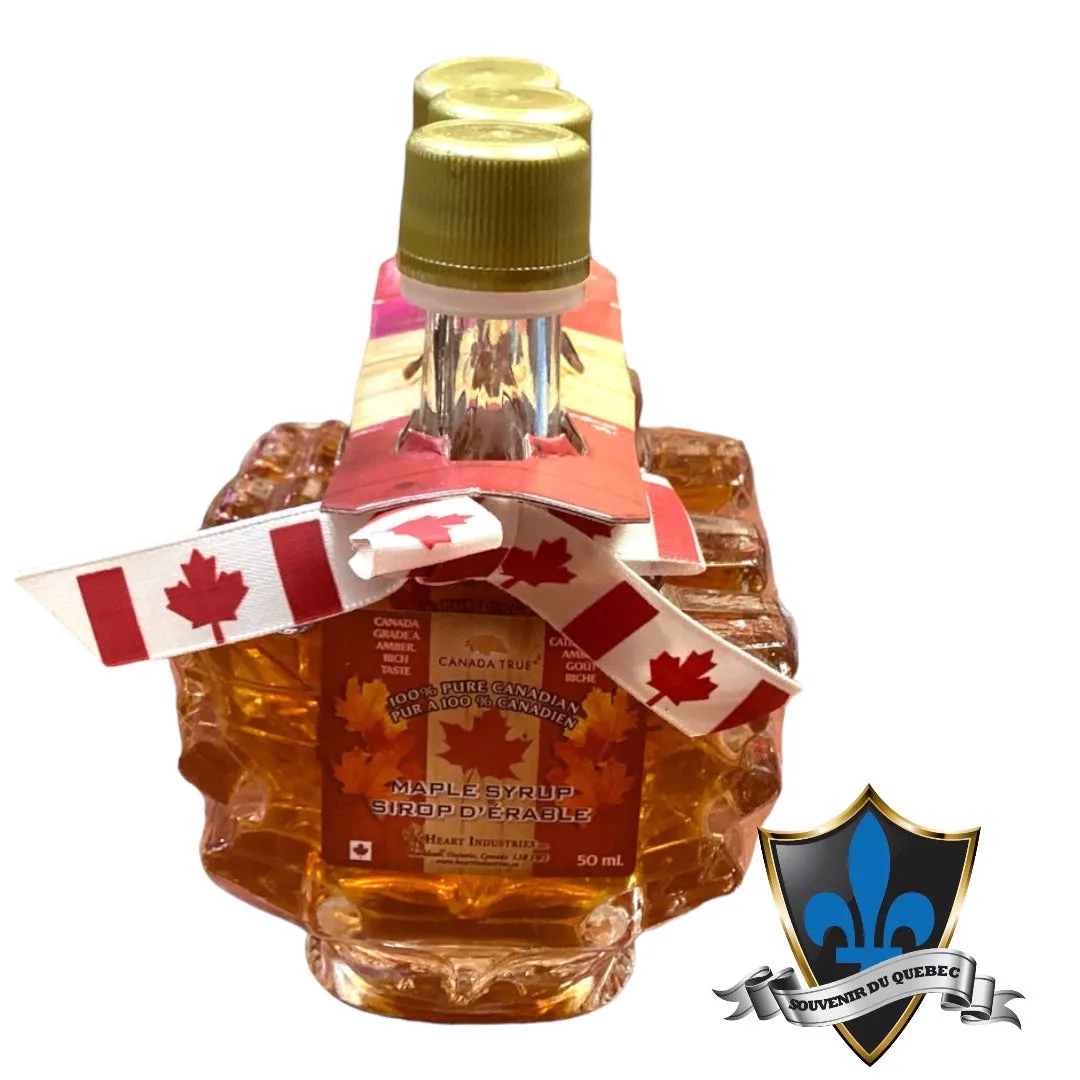 3 X  50 Ml Canadian Maple syrup Maple Leaf Shaped Bottles