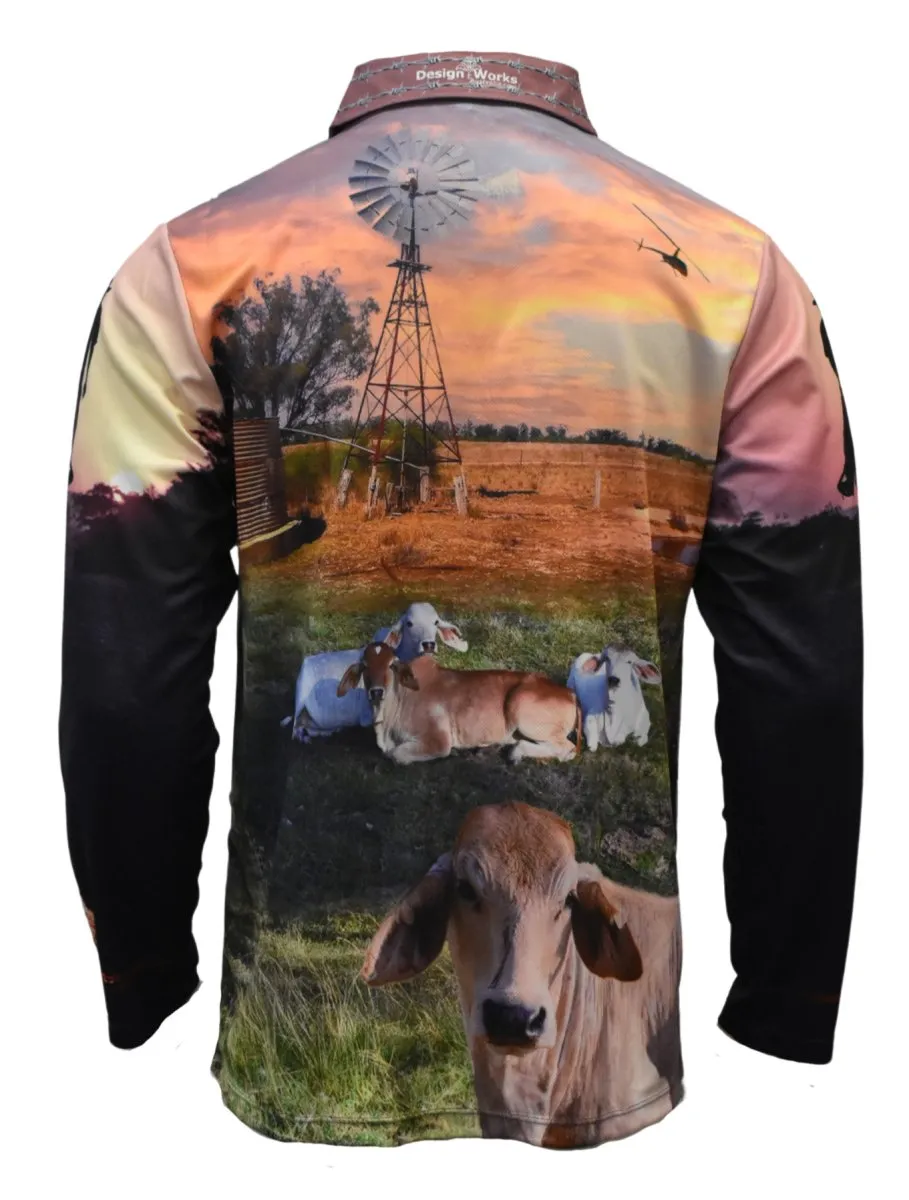 Adult Long Sleeve Ringers Sun Shirt - Cattle