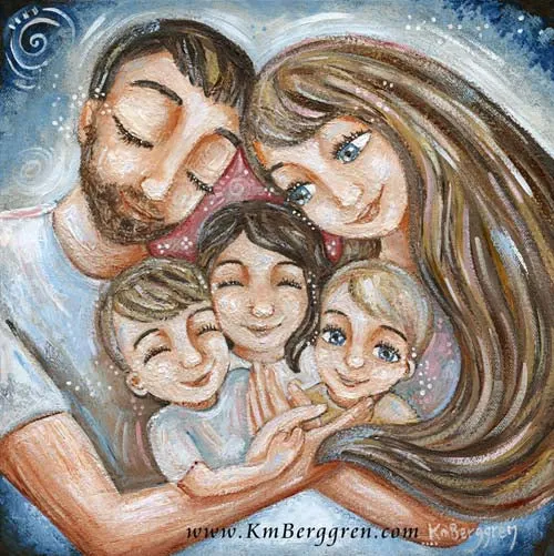 Always With Me, Always With You - Father, Mother & 3 Children Print