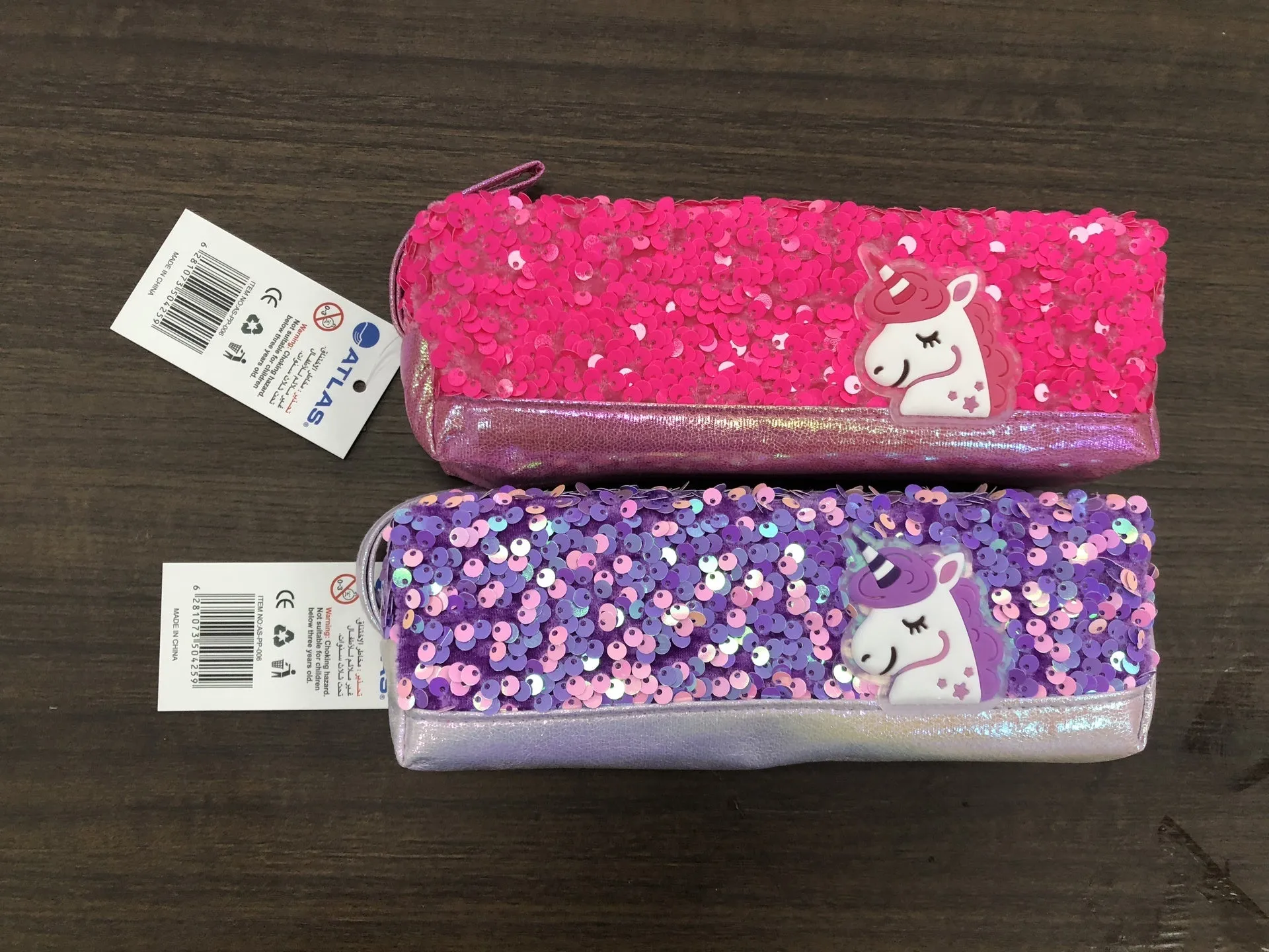 Atlas Pencil Case Sequins Unicorn Purple-Pink