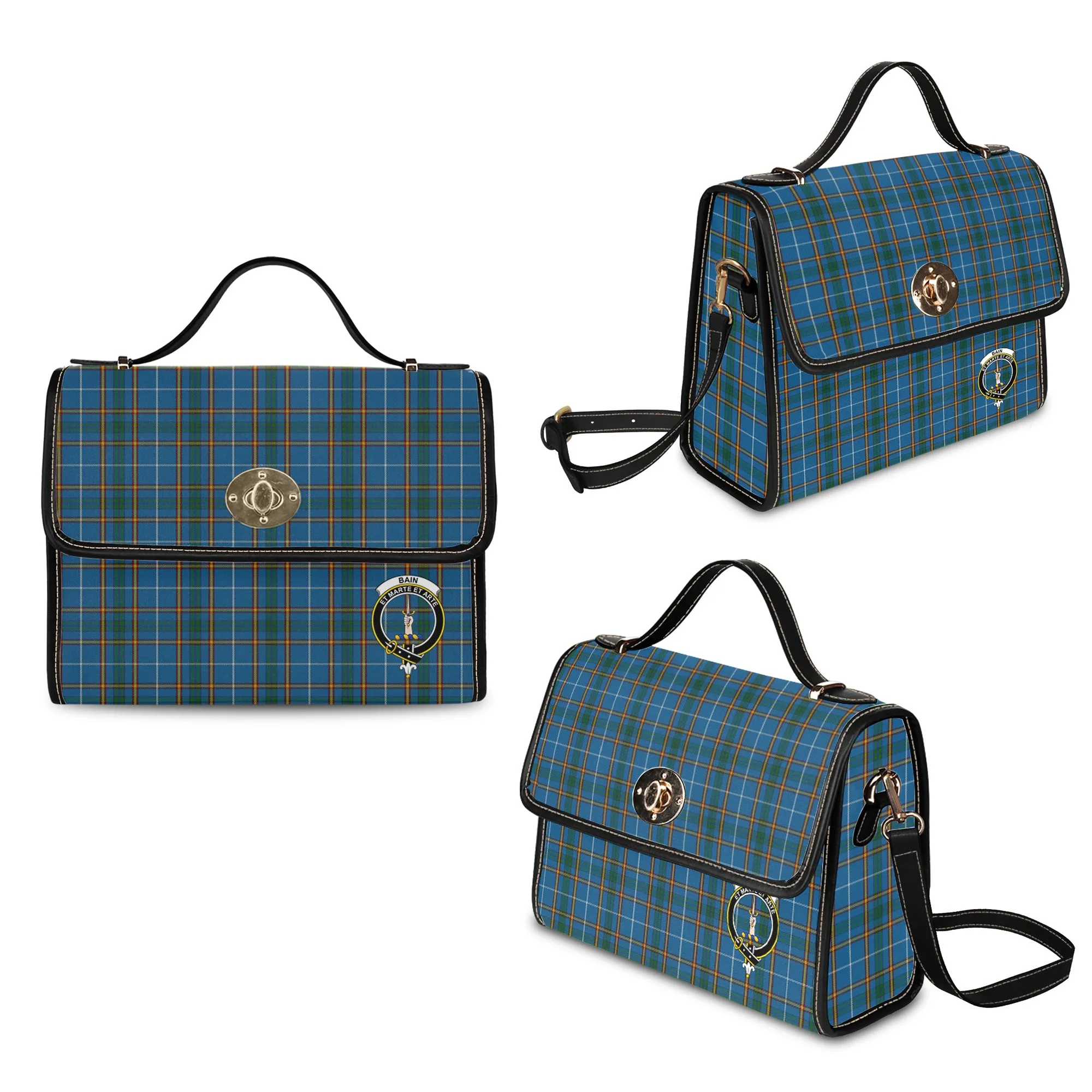 Bain Tartan Waterproof Canvas Bag with Family Crest