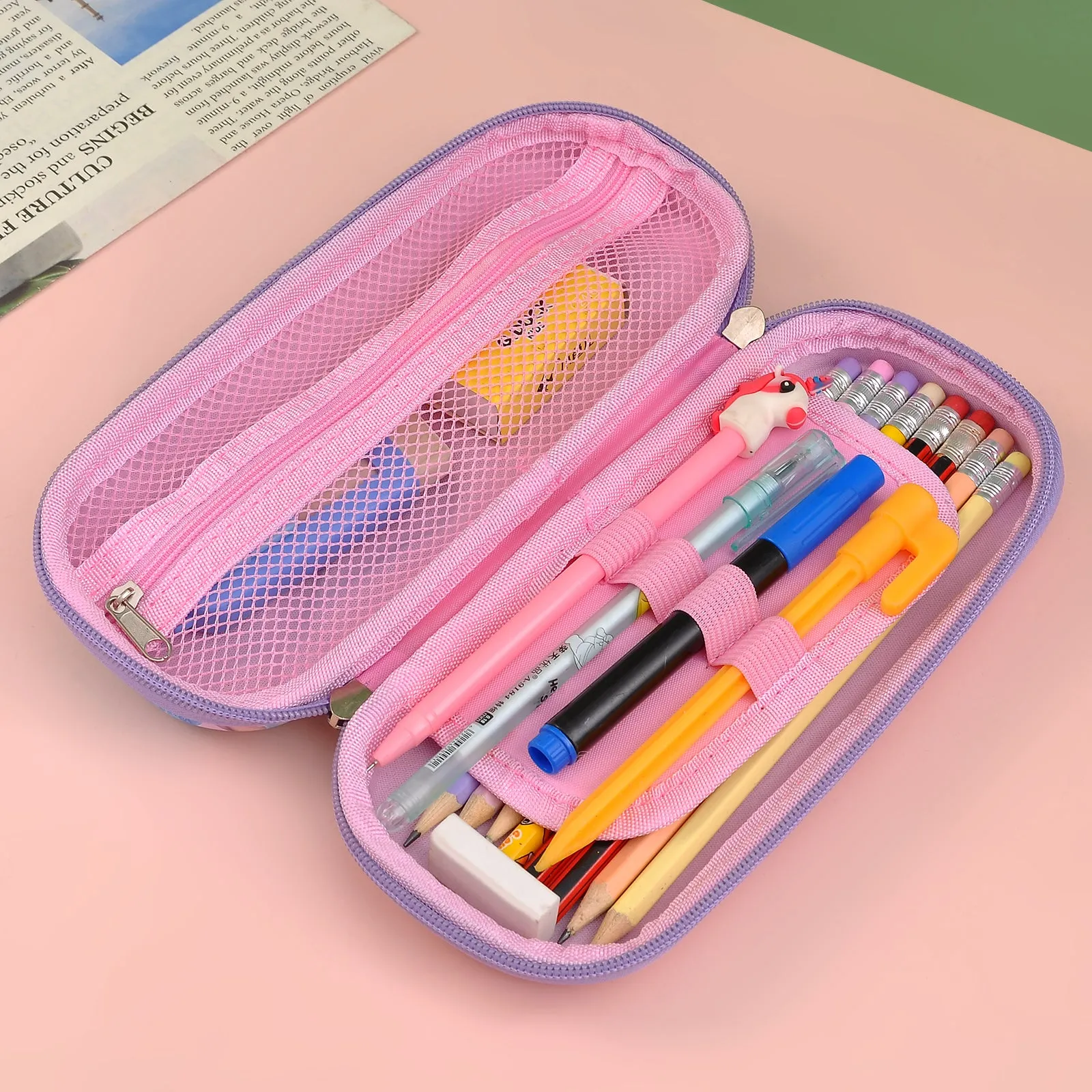 Beautiful 3D Embossed Print Pencil Case For Cute Girls