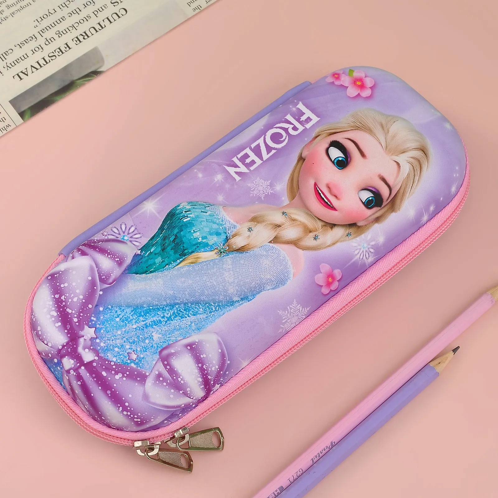 Beautiful 3D Embossed Print Pencil Case For Cute Girls