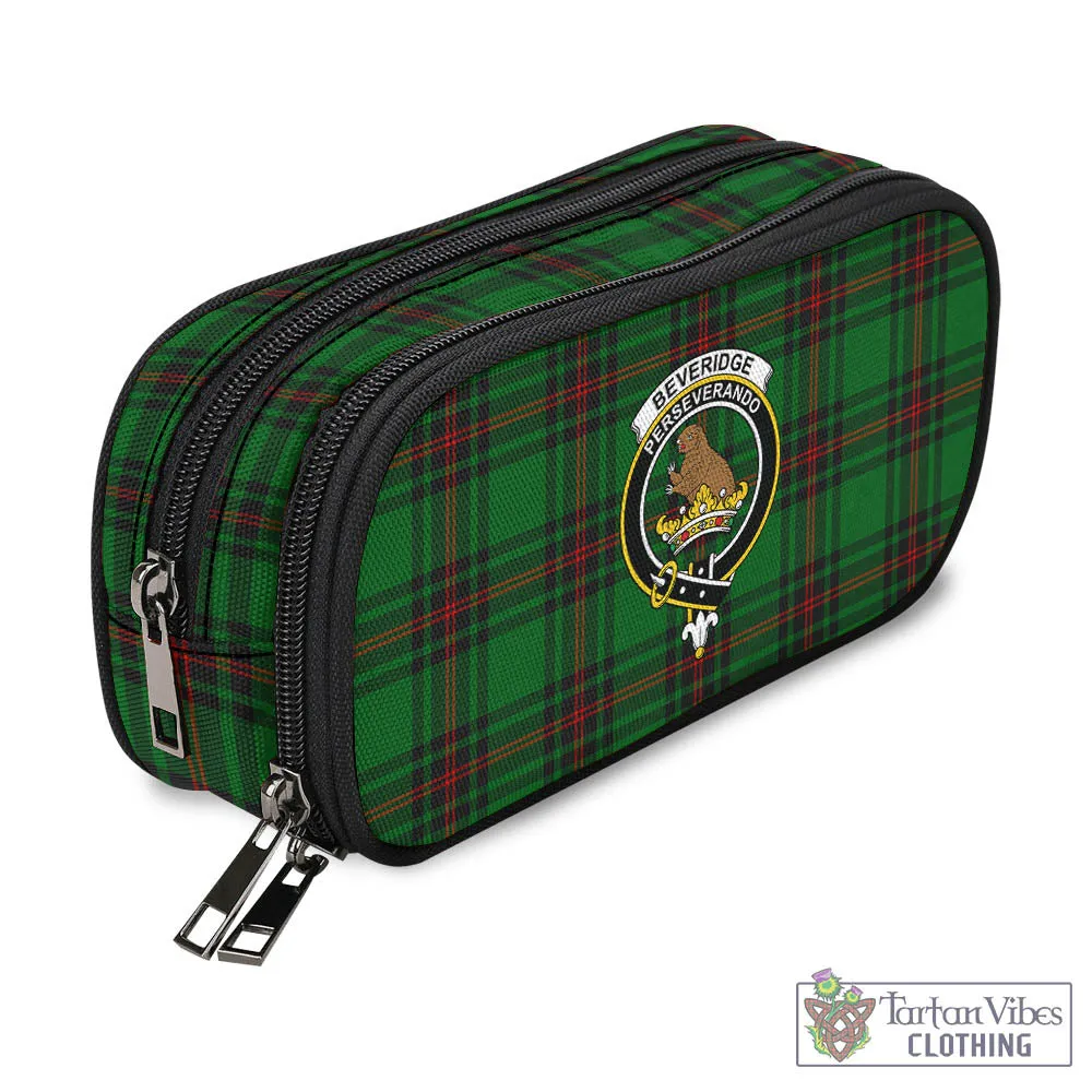 Beveridge Tartan Pen and Pencil Case with Family Crest