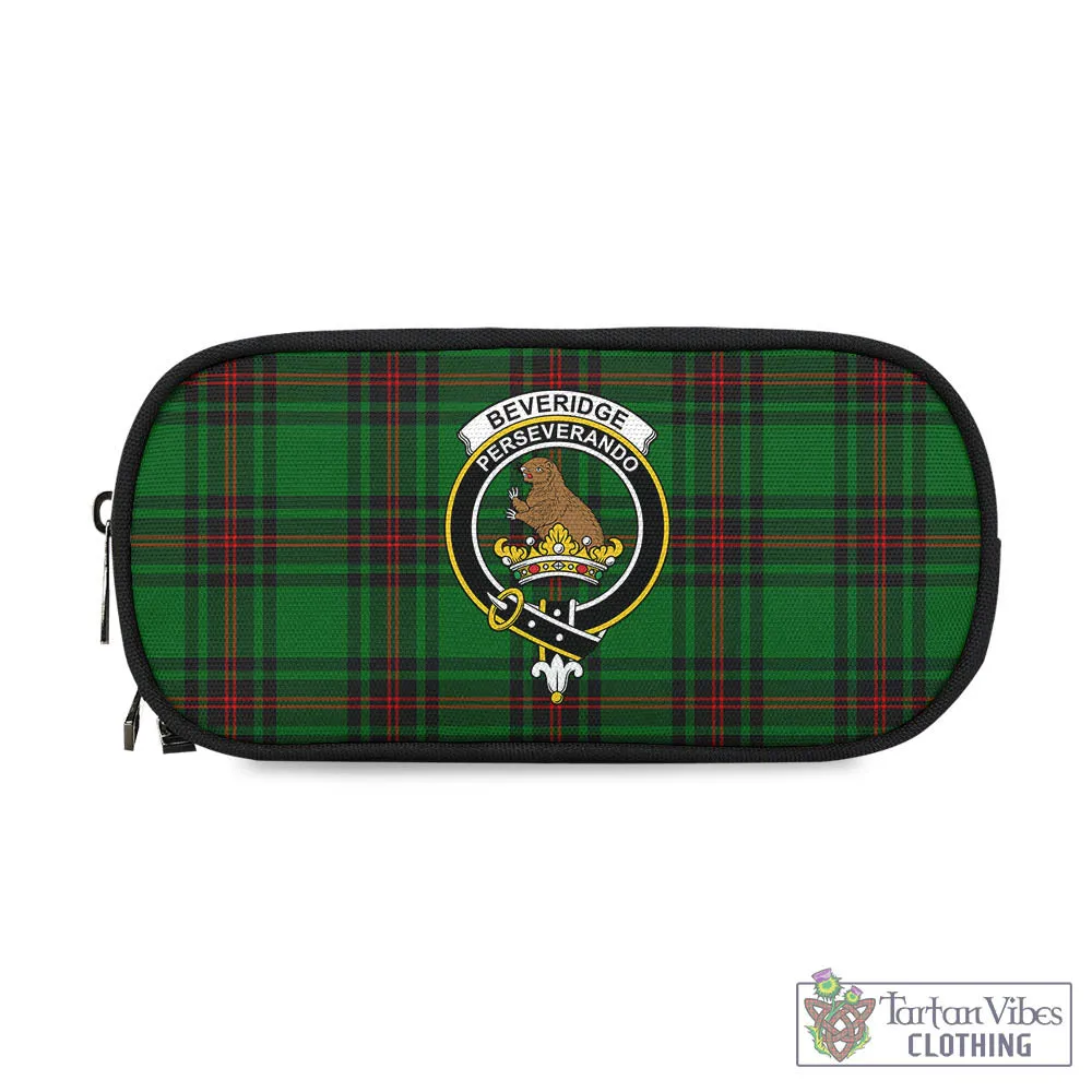 Beveridge Tartan Pen and Pencil Case with Family Crest