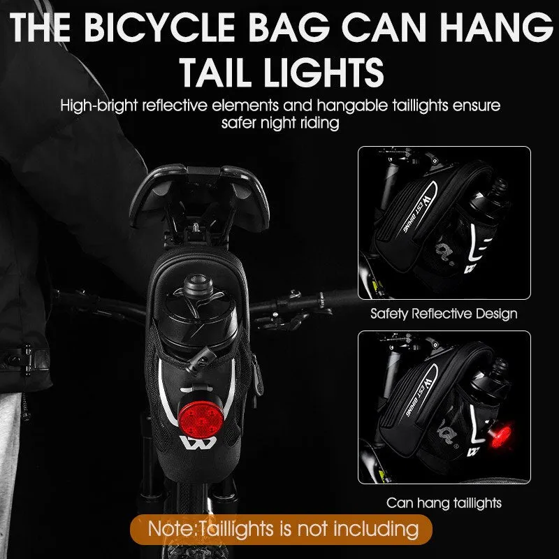 Bike Saddle Bag With Water Bottle Pocket MTB Road Bicycle Under Seat Bag Waterproof Tail Pannier Cycling Accessories