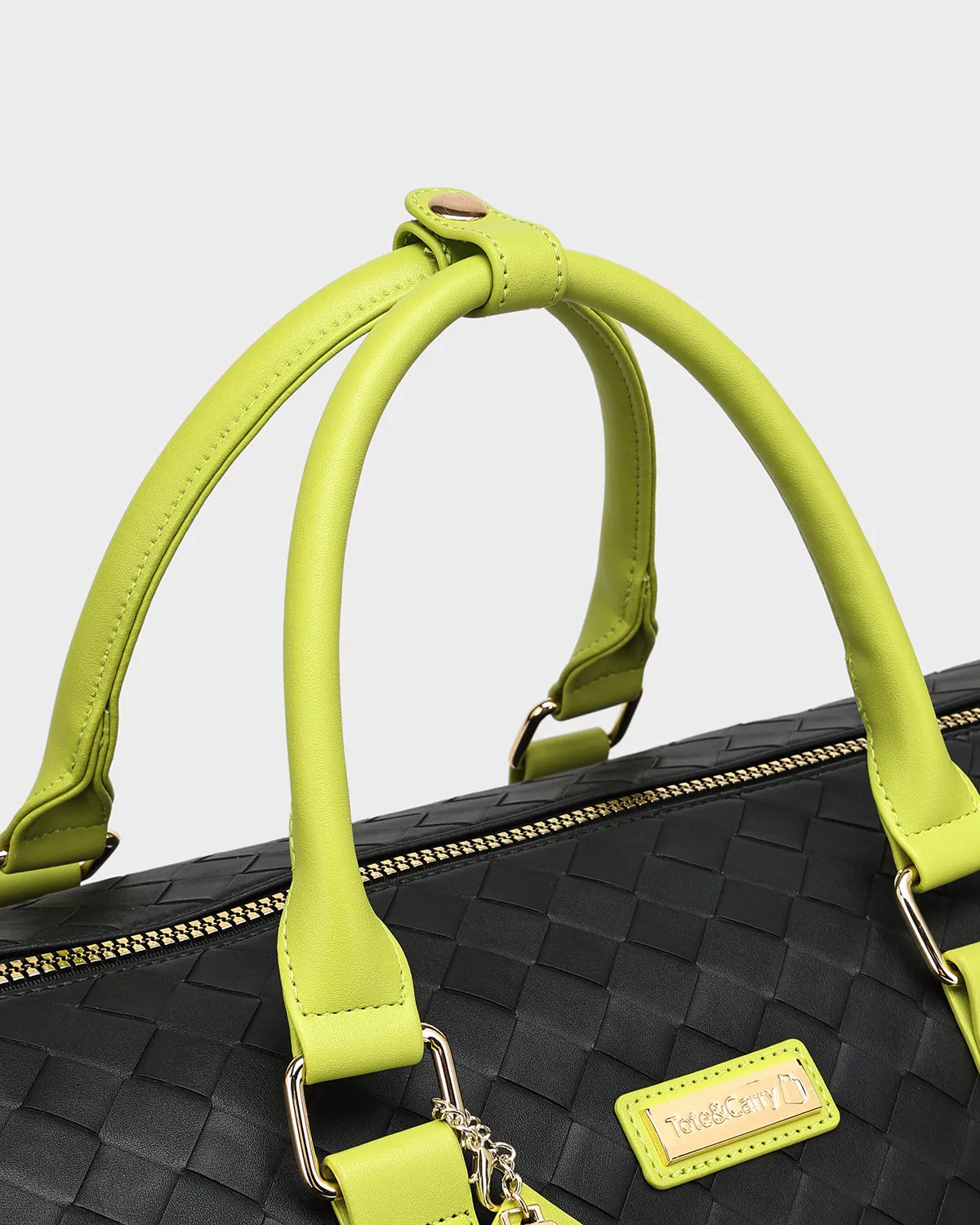 Bodega Rolling Duffle Bag in Black & Neon Green