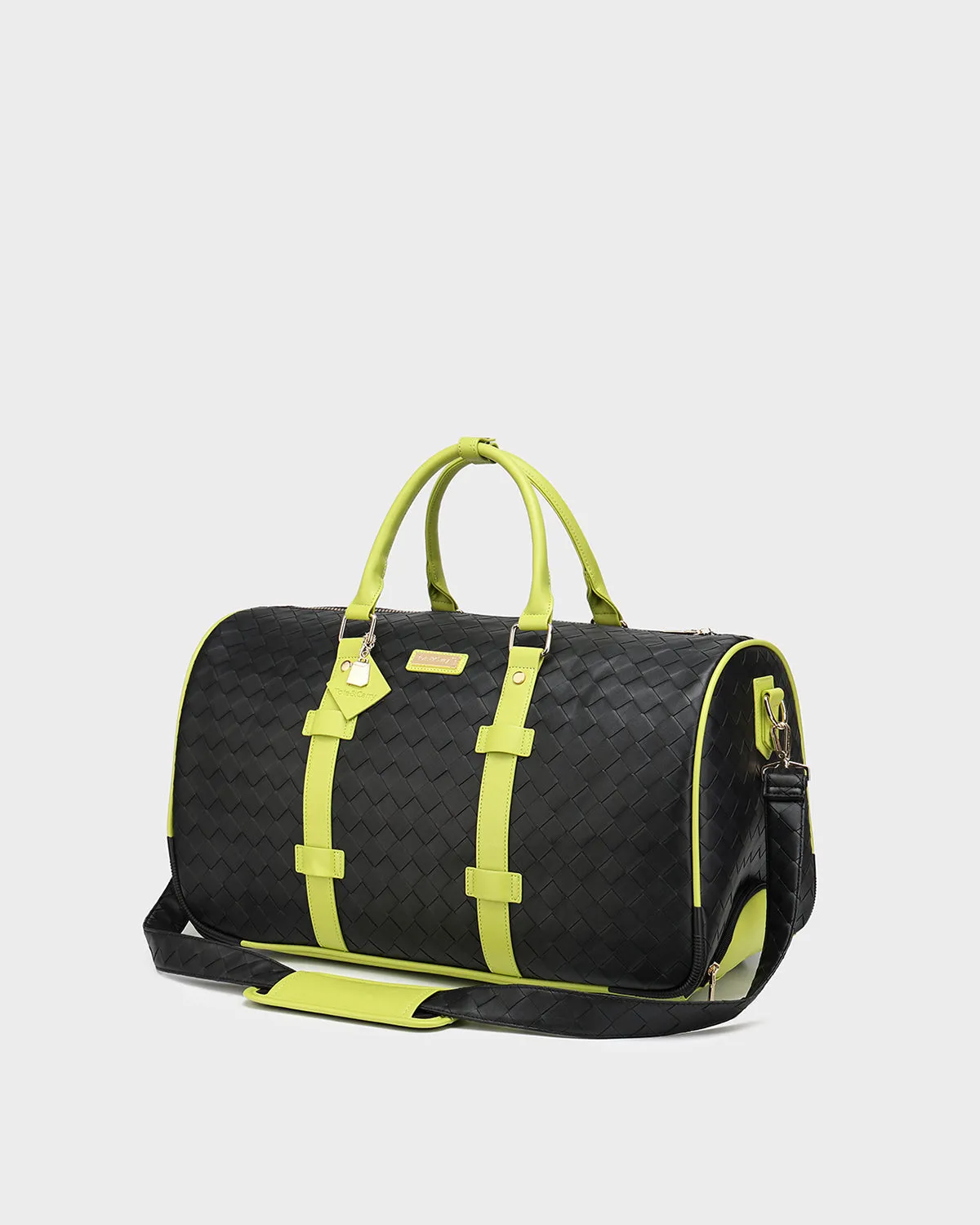 Bodega Rolling Duffle Bag in Black & Neon Green