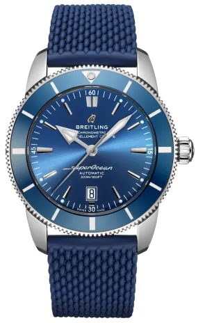 Breitling Superocean Heritage Automatic Chronometer Stainless Steel Blue Dial Blue Rubber Strap Date Divers Mens Watch Special Edition AB2020161C1S1