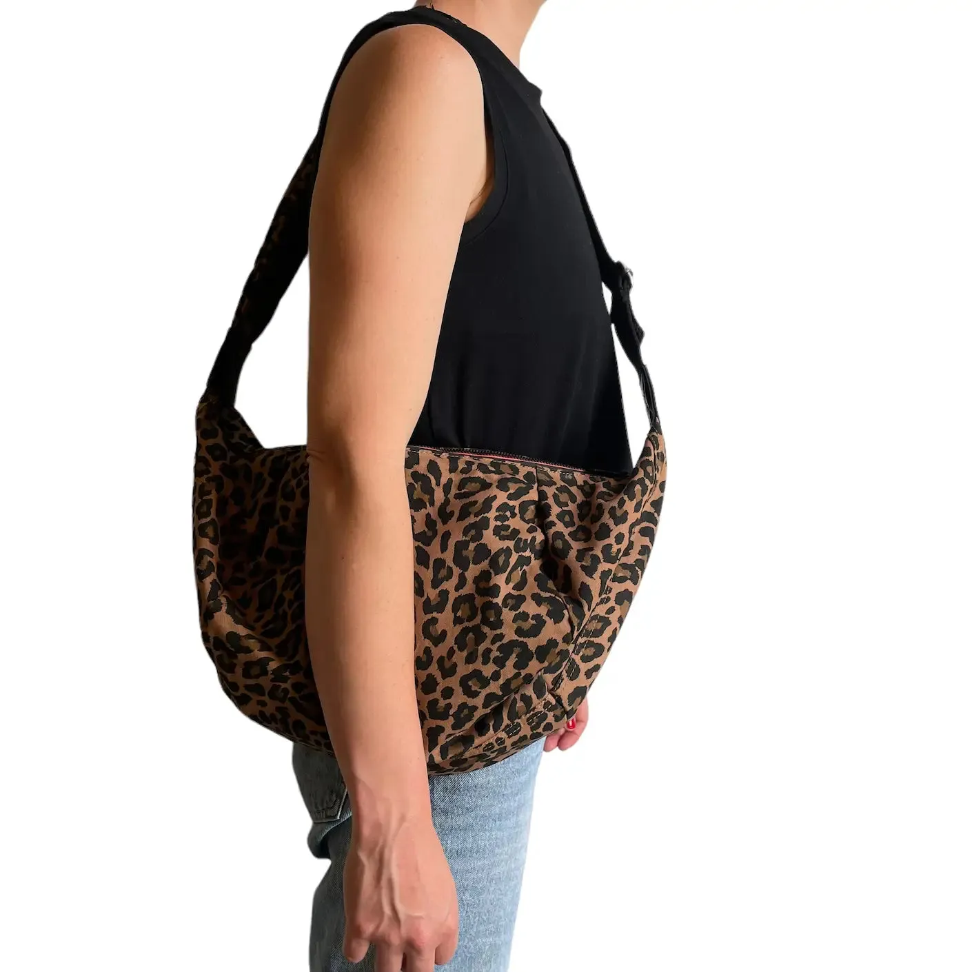 Brixton Cross Body Sling Bag- Brown Animal Print- Large