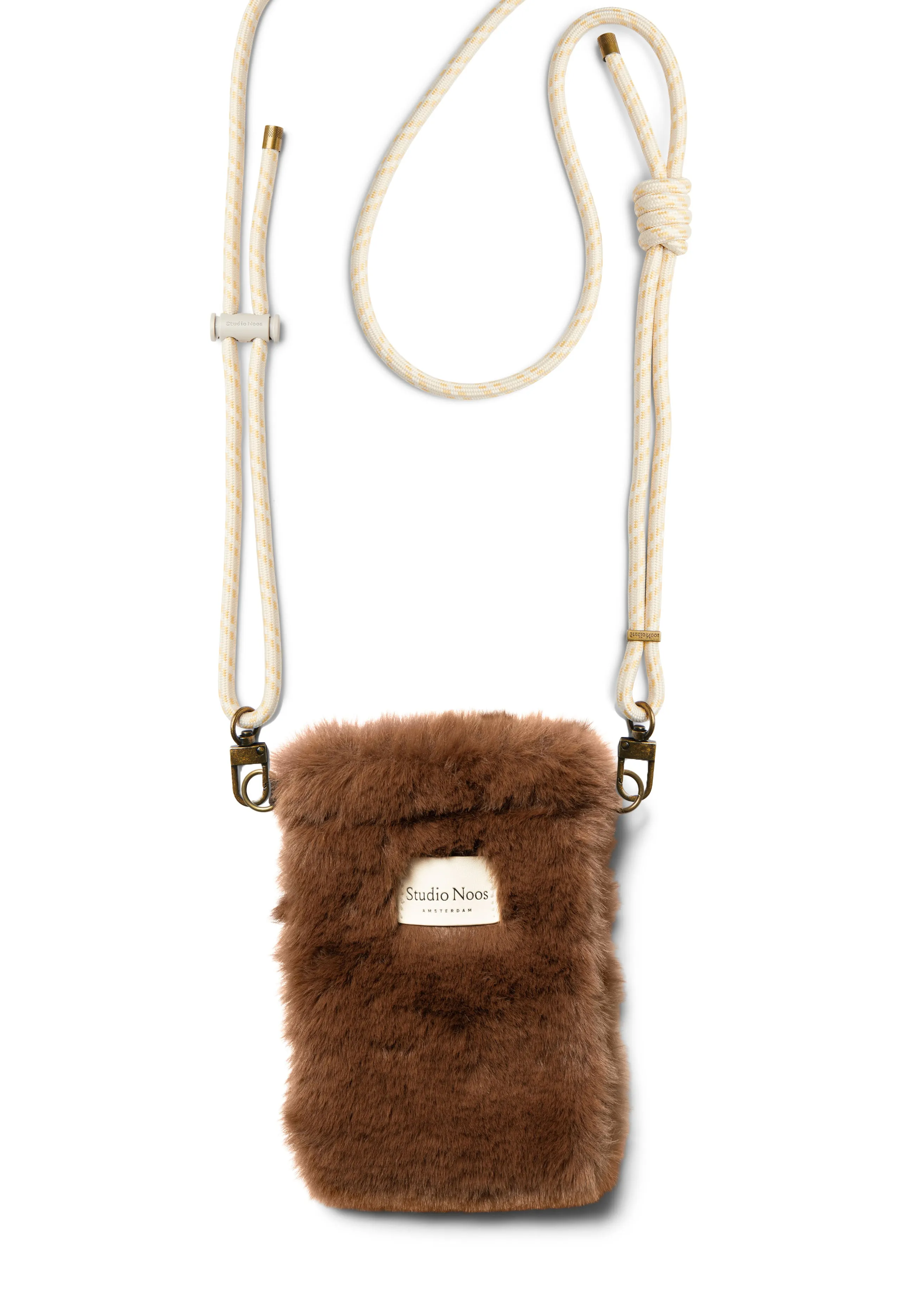 Brown Faux Fur Phone Bag