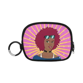 Burgundy Afro Starburst Diva Coin Purse