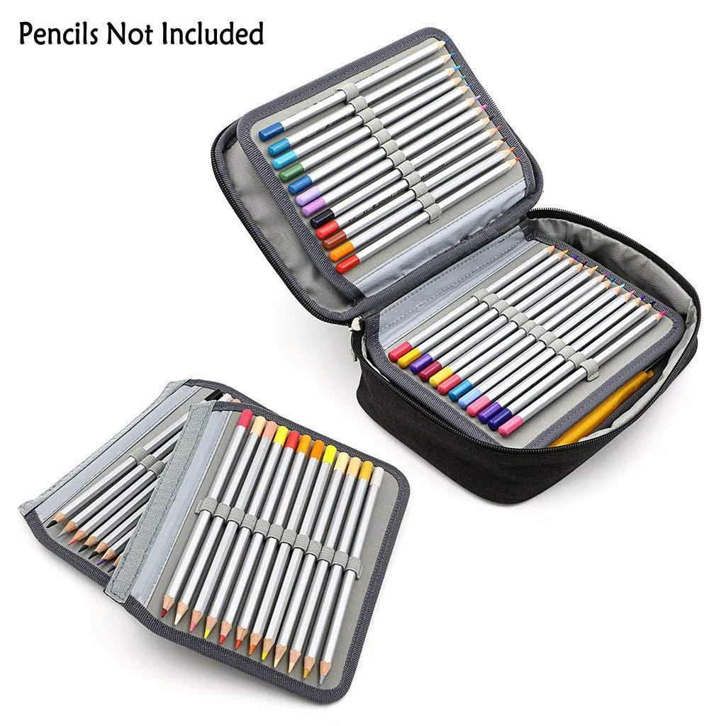 Canvas Color Pencil Bag Storage Pencil Case 72 Slots