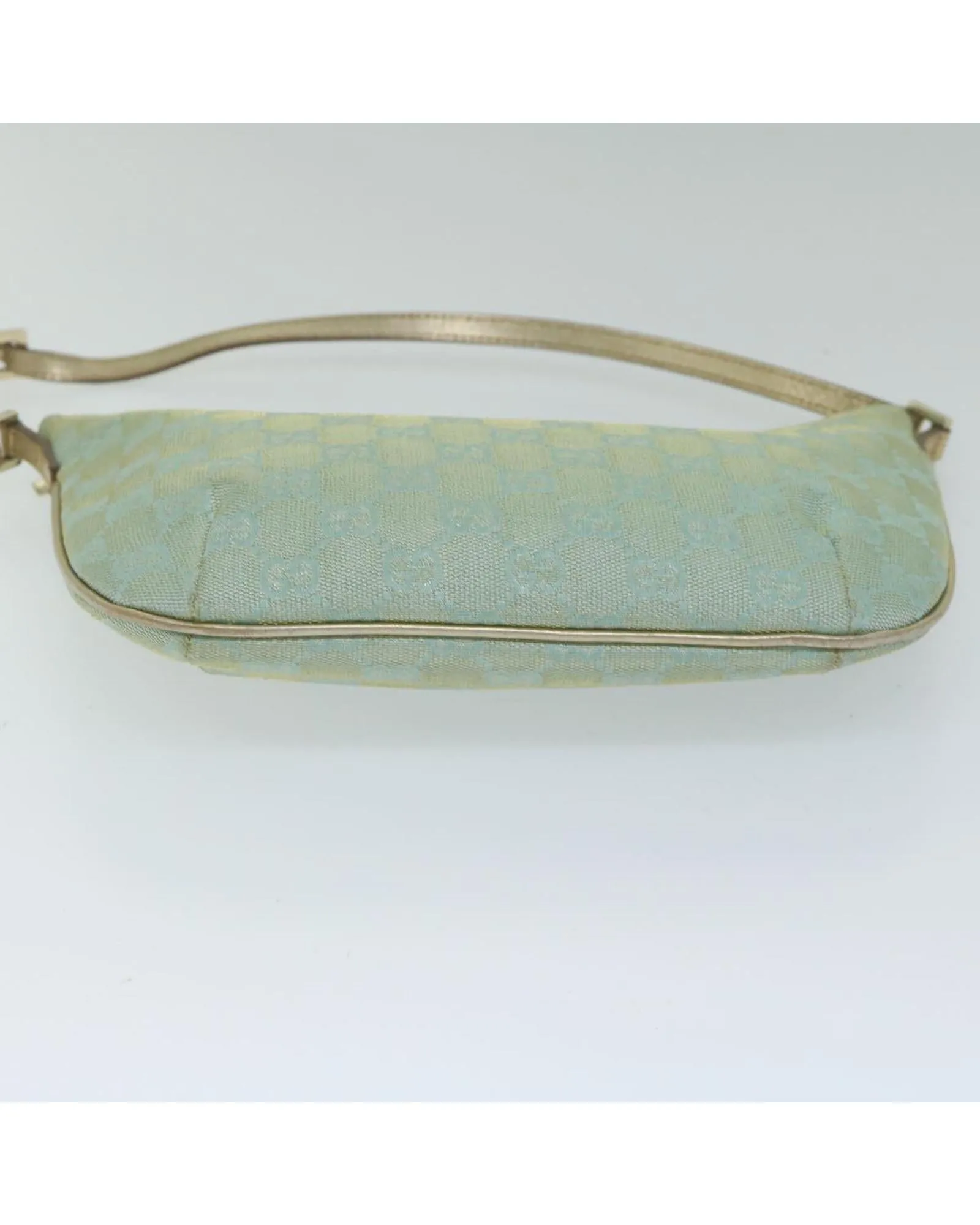 Canvas Shoulder Bag with GG Pattern and Light Blue Hue