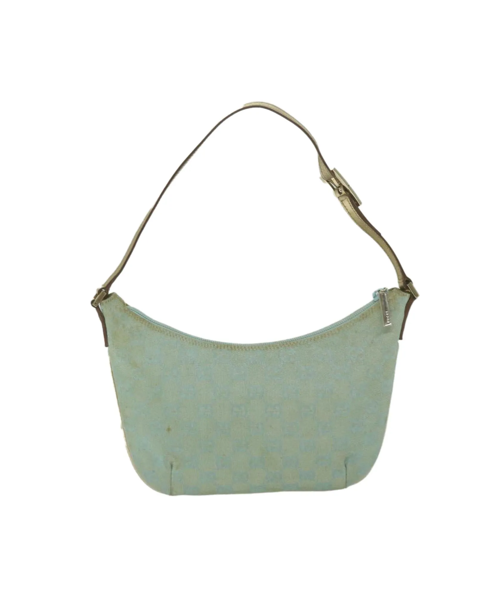 Canvas Shoulder Bag with GG Pattern and Light Blue Hue