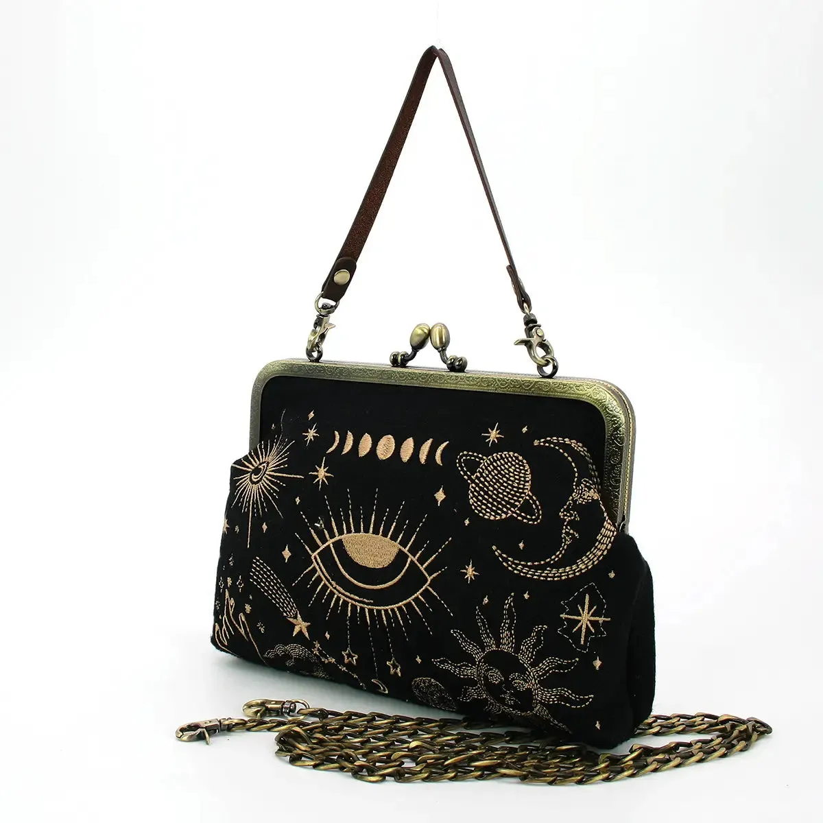 Celestial Embroidered Kiss Lock Purse