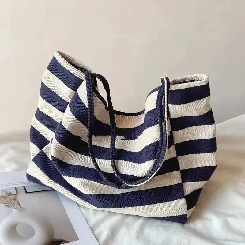 Contrast Colour Striped Canvas Bag