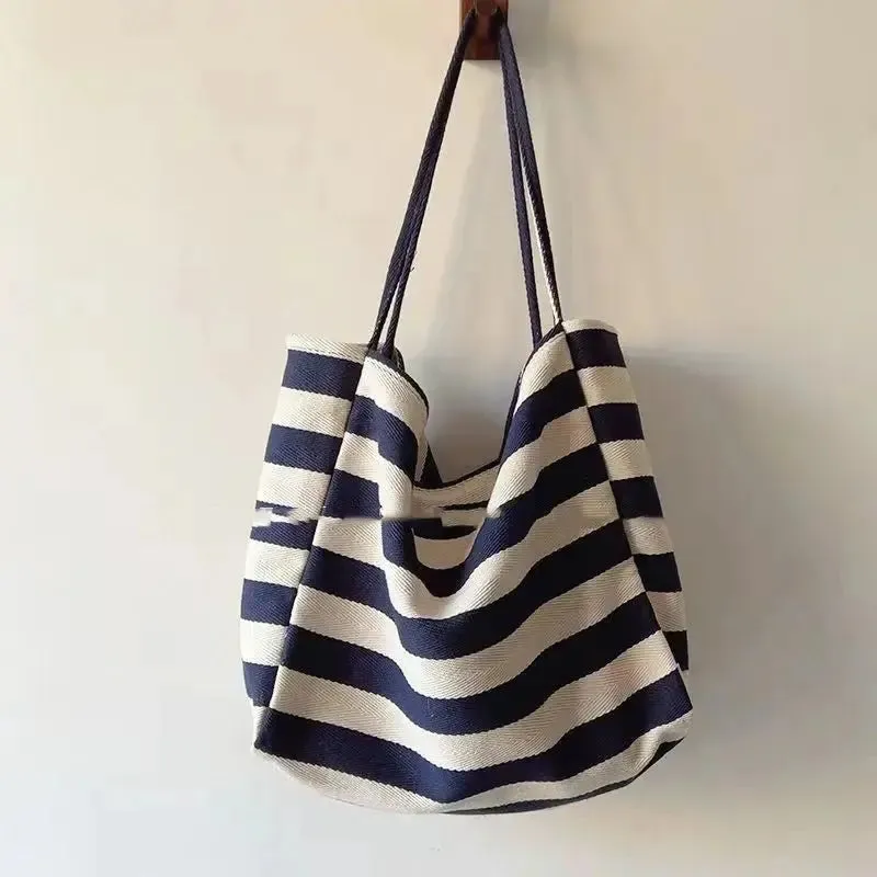 Contrast Colour Striped Canvas Bag