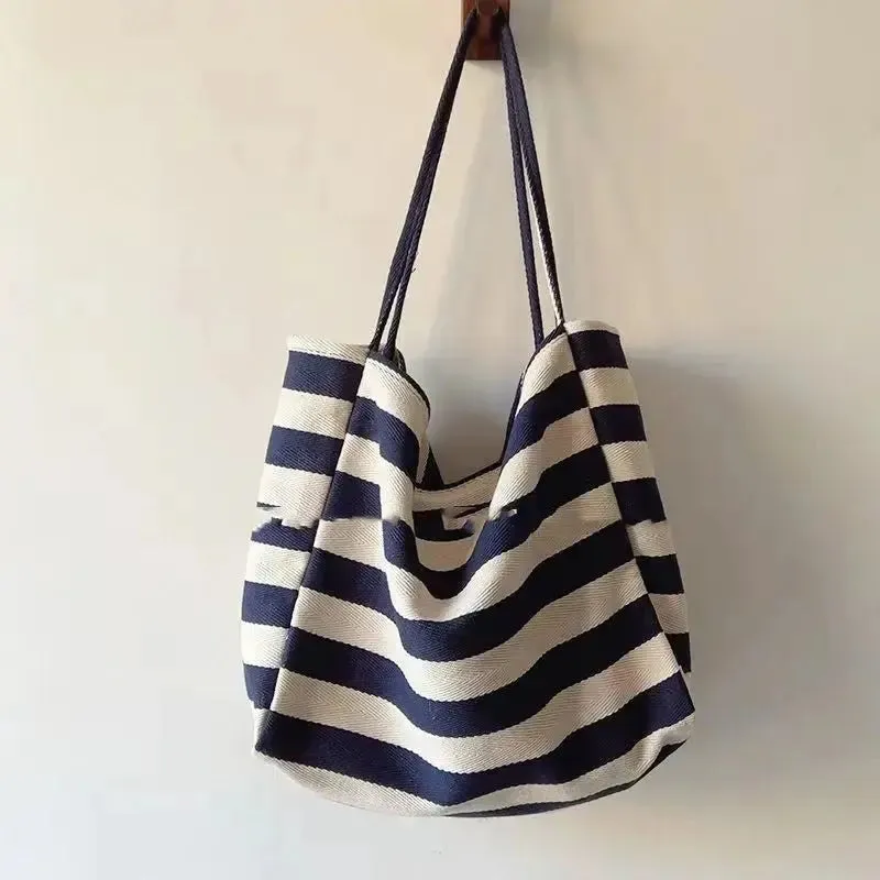 Contrast Colour Striped Canvas Bag