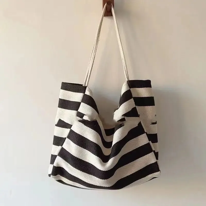 Contrast Colour Striped Canvas Bag