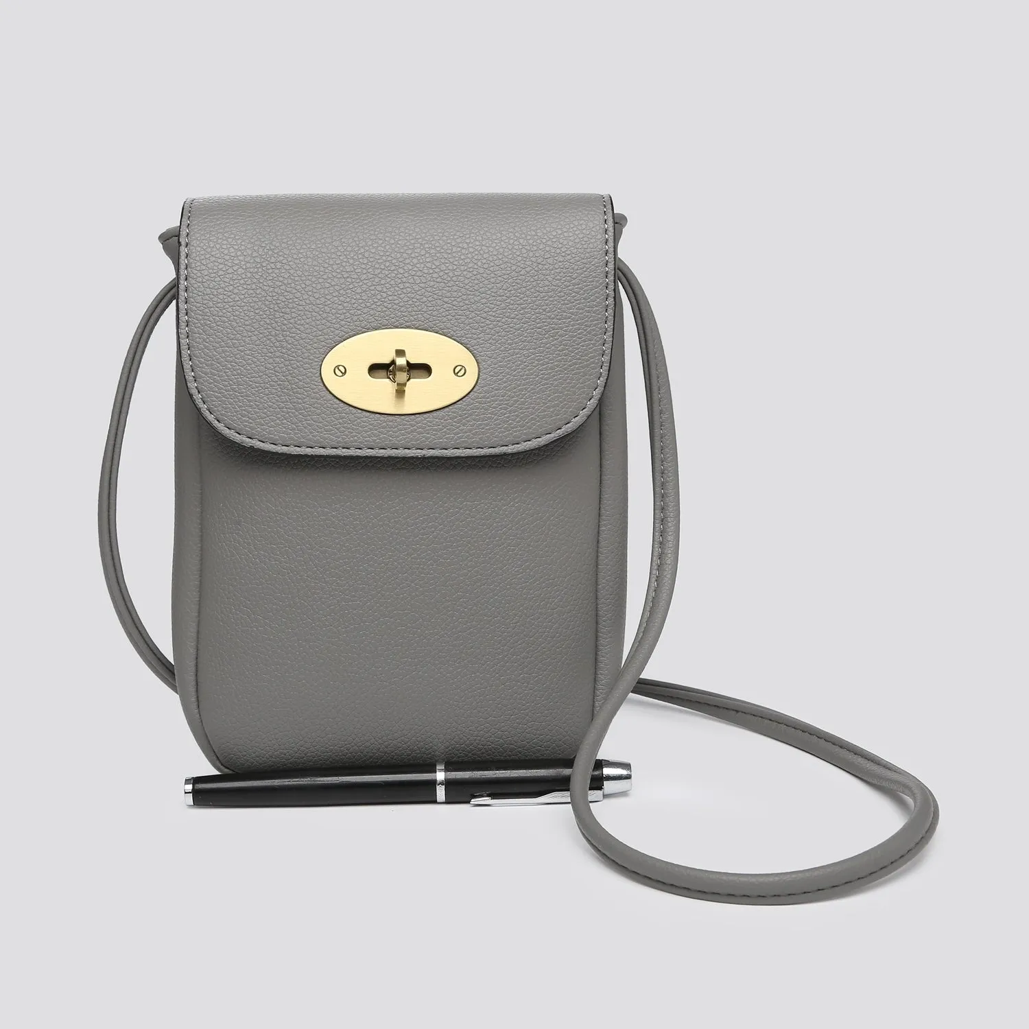 Cross Body PU Phone Bag - Grey