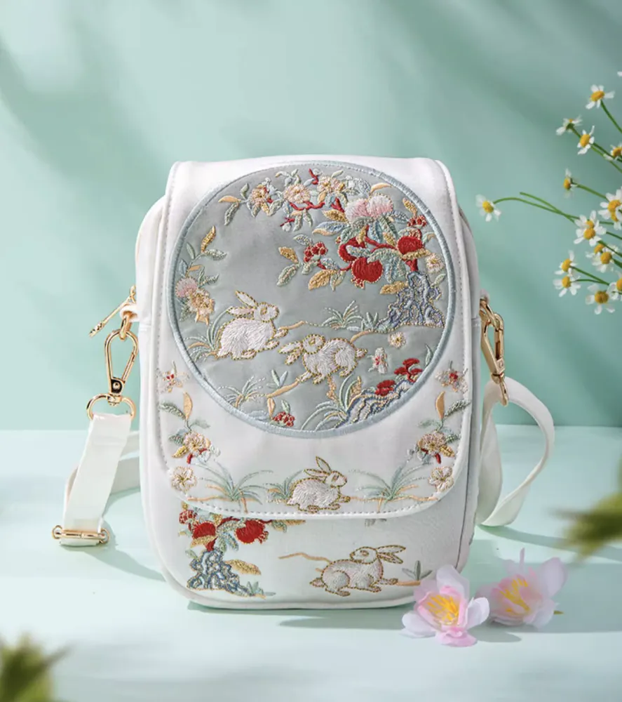 Crossbody Bag for Hanfu & Cheongsam - Pomegranate Bunnies