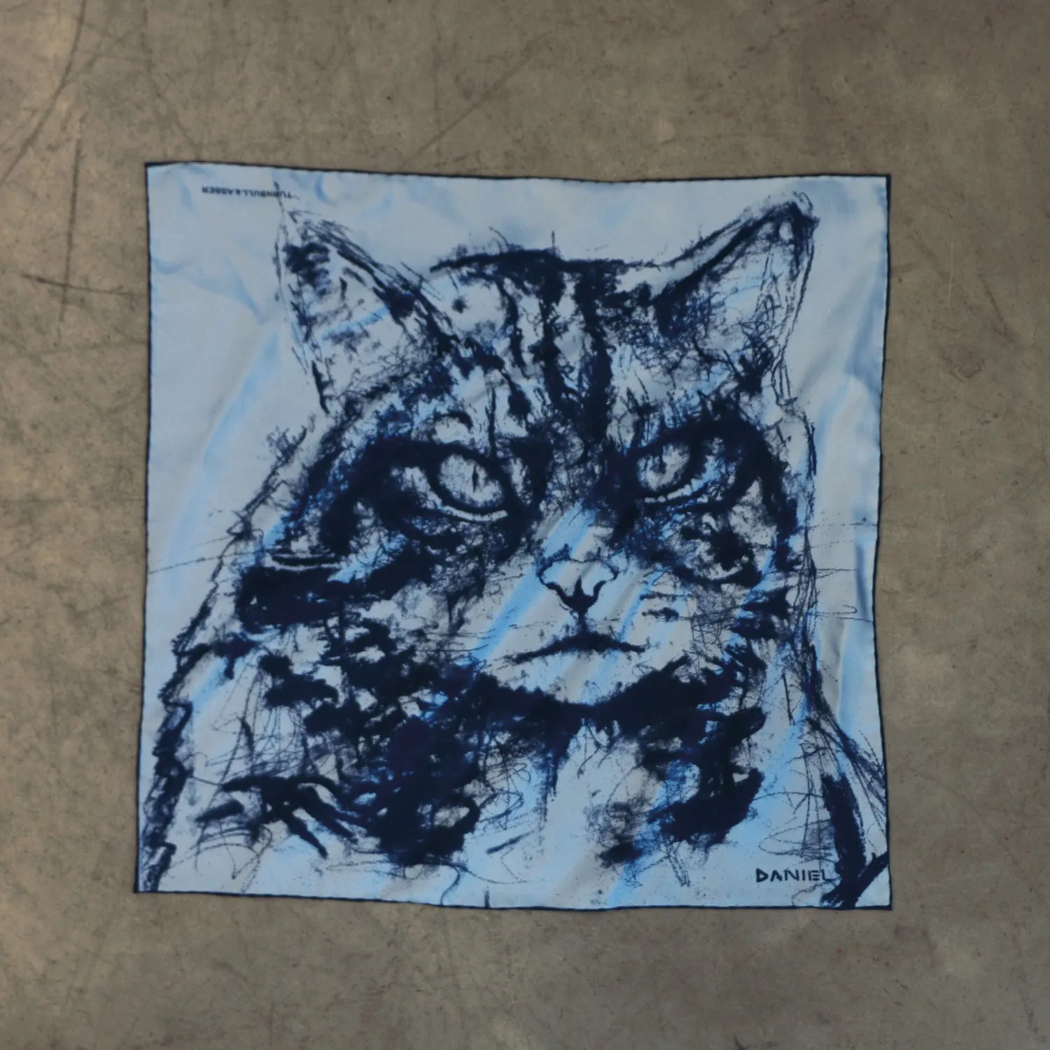 DANIEL PERKIN BLUE WILDCAT POCKET SQUARE