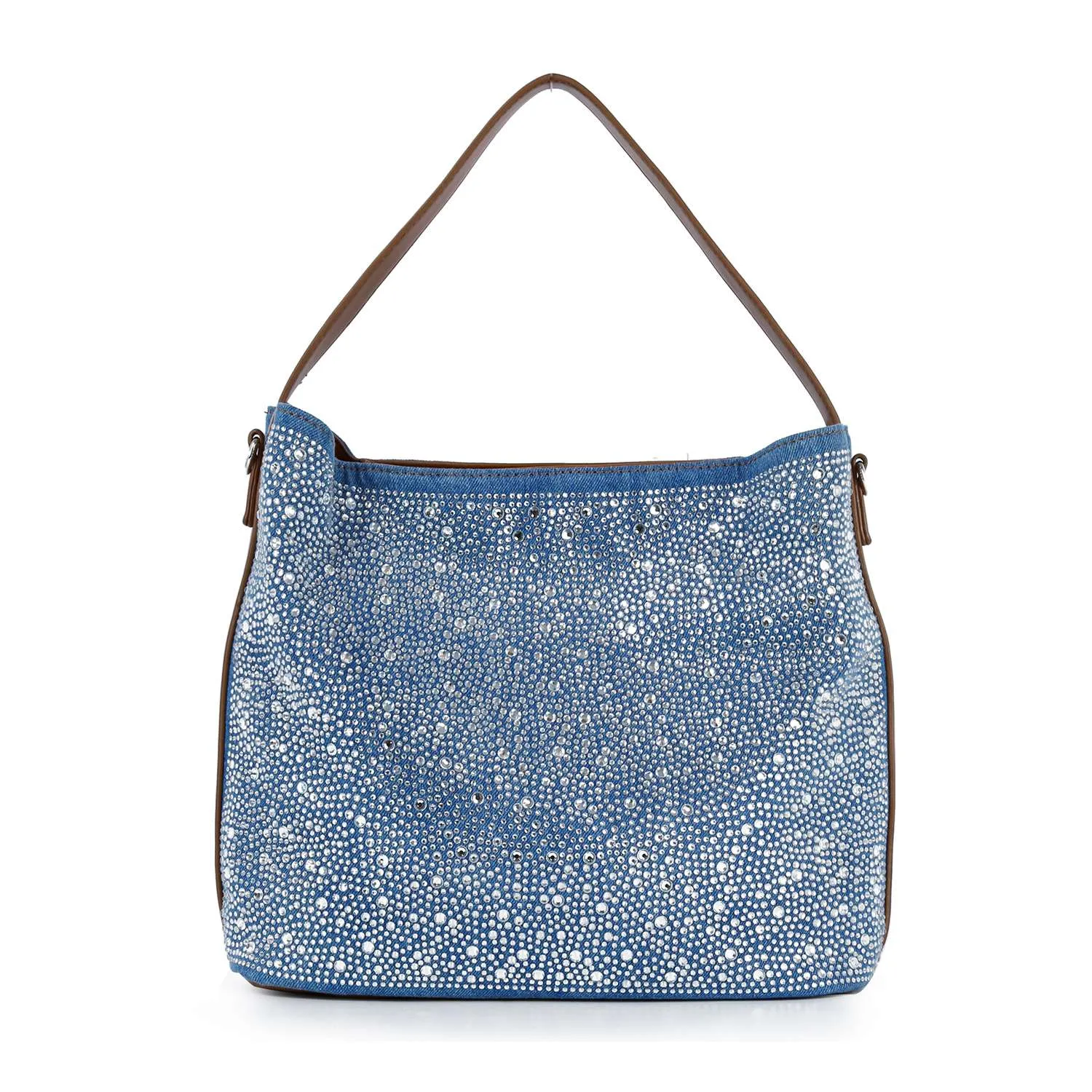 Denim Rhinestone  Hobo Purse