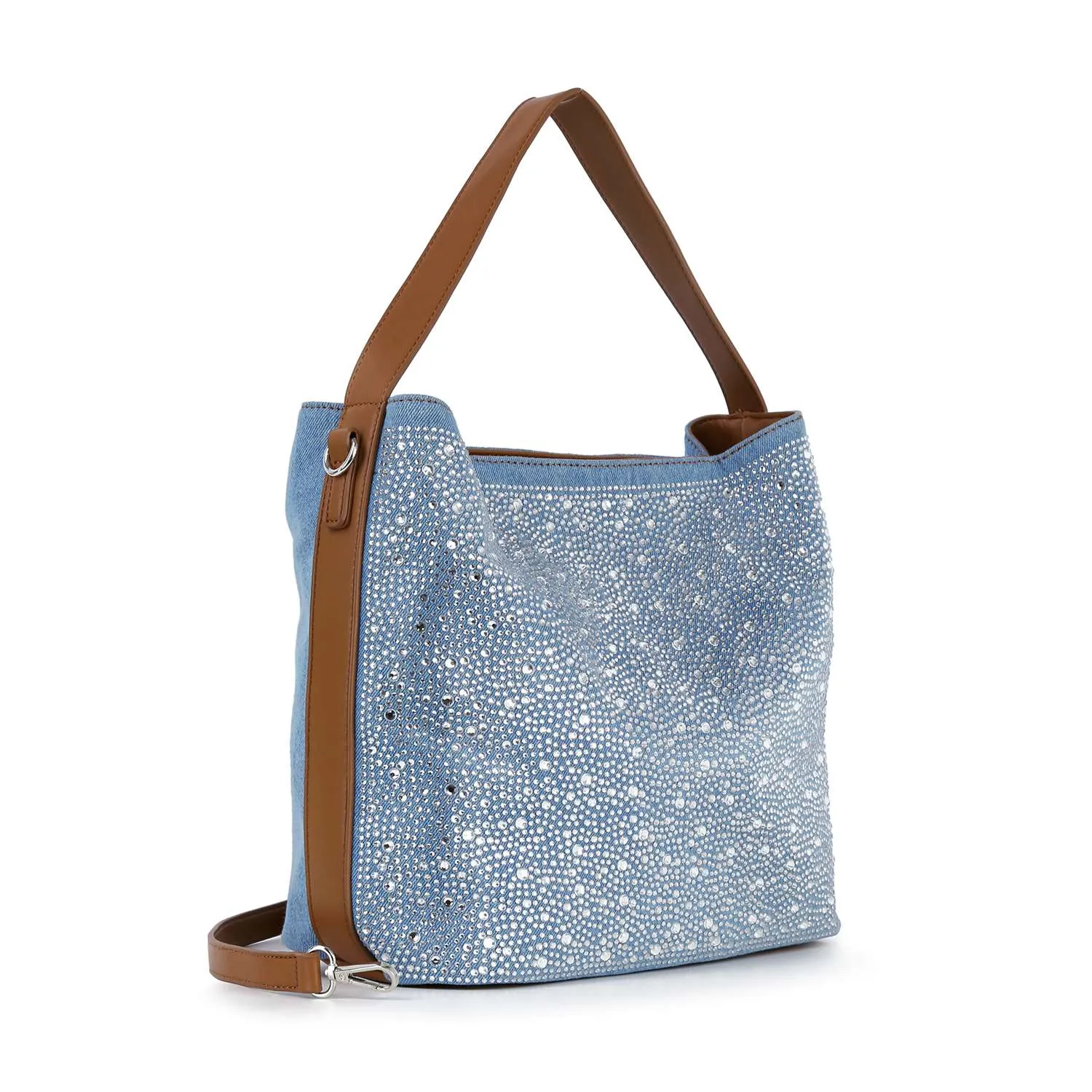 Denim Rhinestone  Hobo Purse