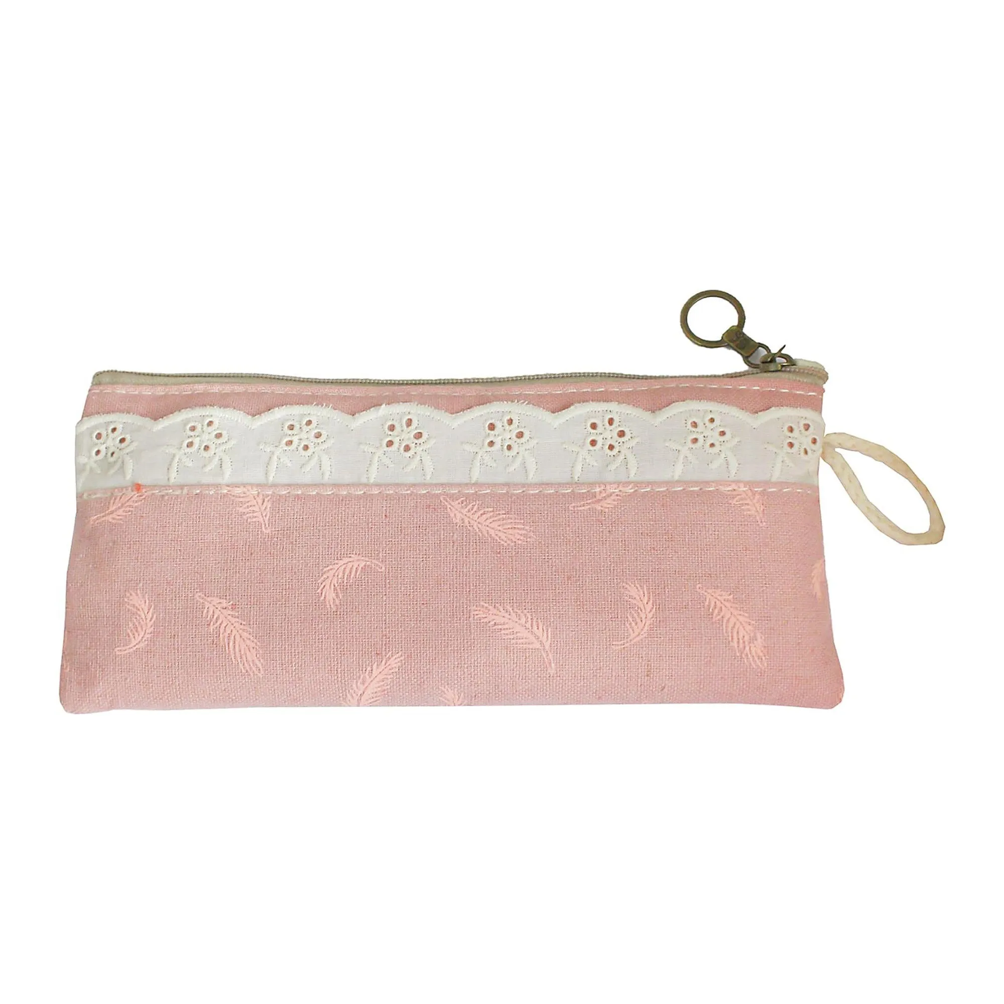 Elegant Feather Pencil Cases with Lace Trim - Assorted Colours