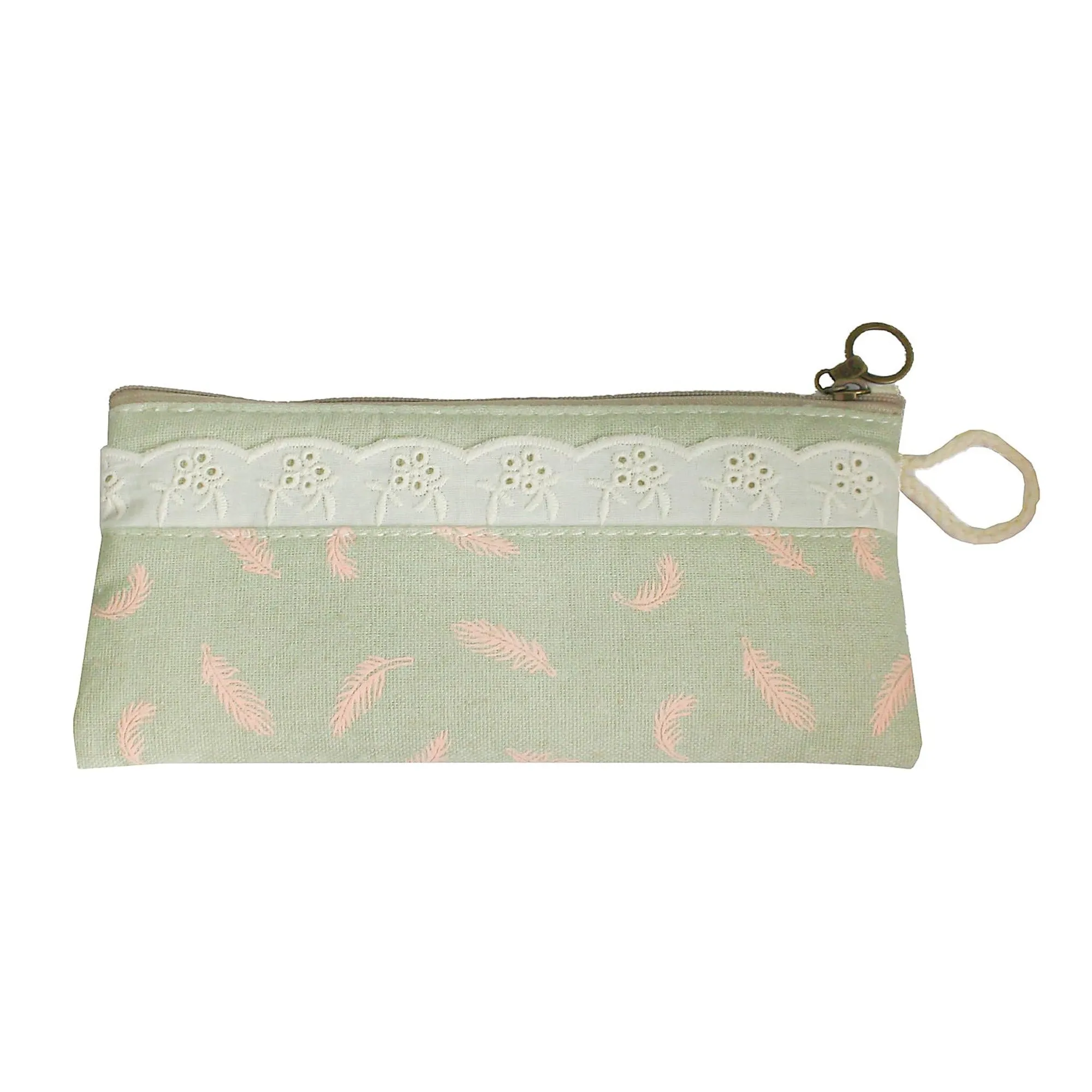 Elegant Feather Pencil Cases with Lace Trim - Assorted Colours