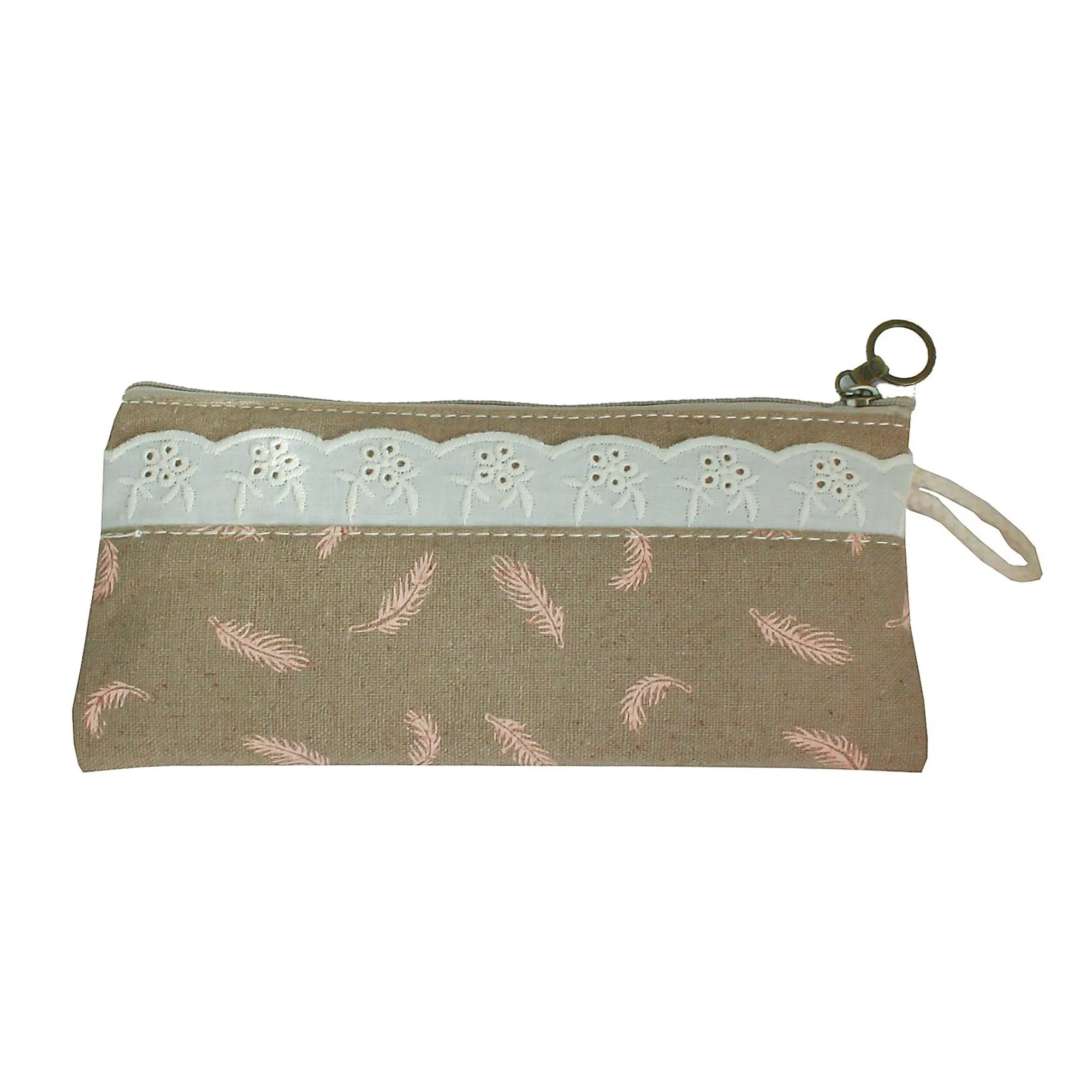 Elegant Feather Pencil Cases with Lace Trim - Assorted Colours