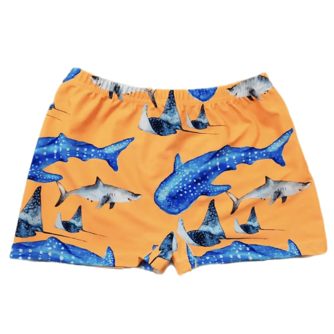 Fluro Orange Sharks Swim Shorts