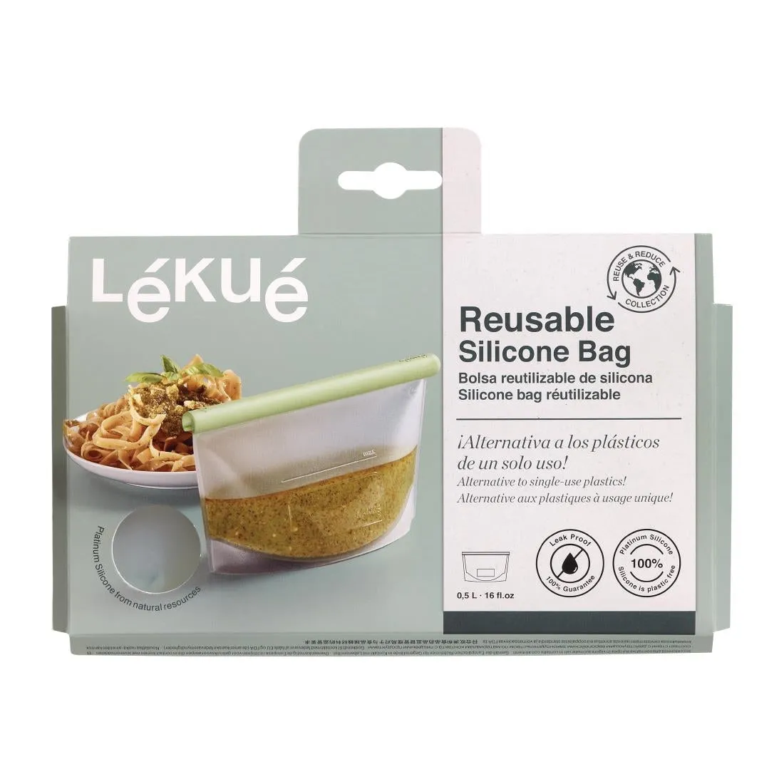 FS287 Lekue Reusable Silicone Food Storage Bag 500ml