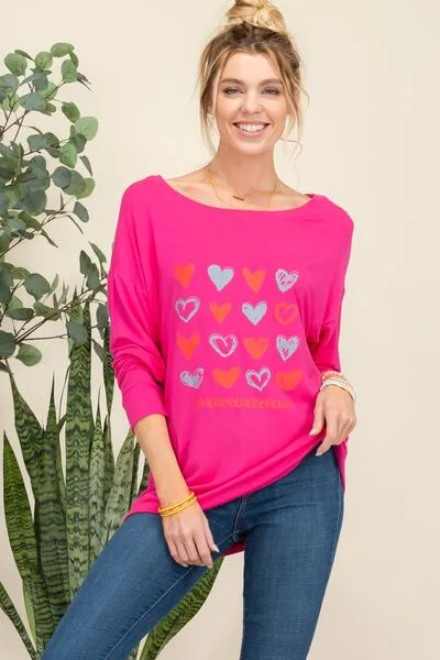 Full Size Heart Graphic Long Sleeve T-Shirt