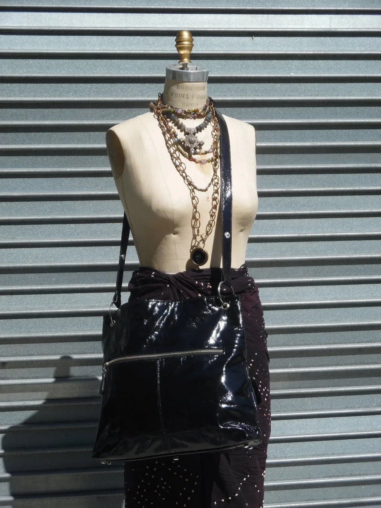 Gapock X Crossbody Travel Bag Patent Leather Black