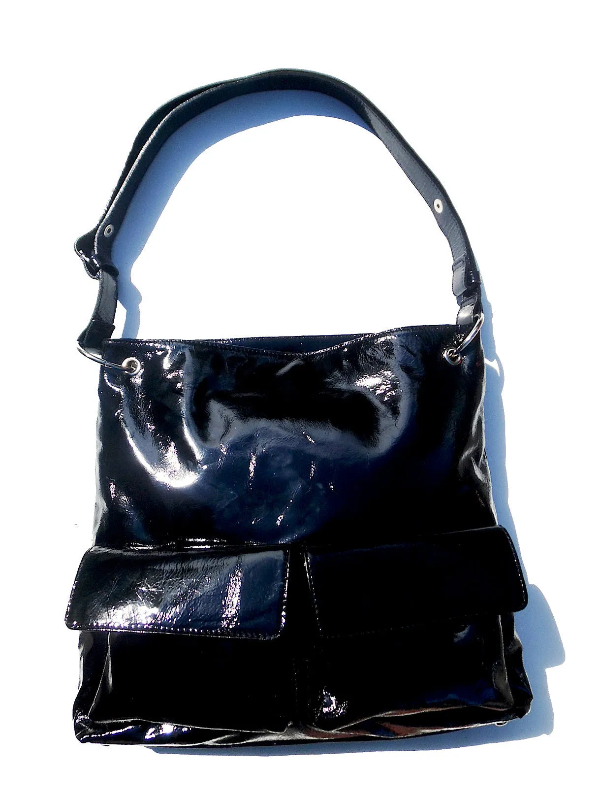 Gapock X Crossbody Travel Bag Patent Leather Black