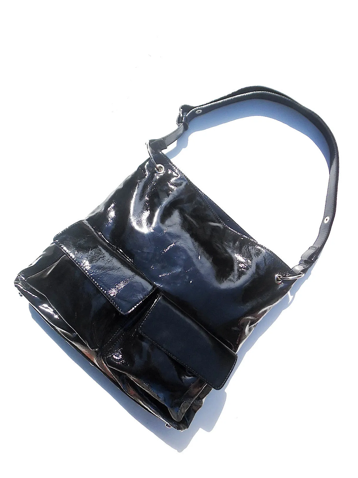 Gapock X Crossbody Travel Bag Patent Leather Black