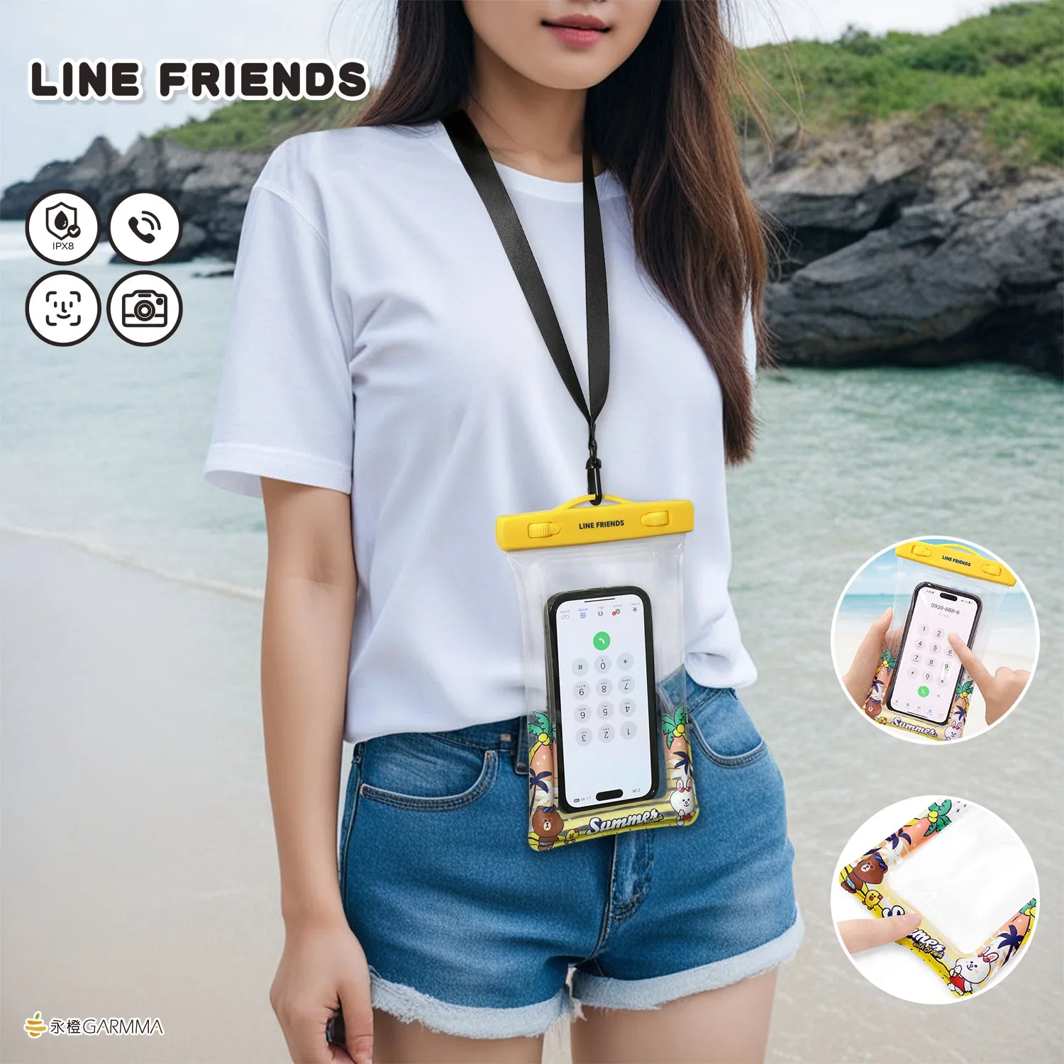 GARMMA Line Friends Airbag Mobile Phone Waterproof Bag Floating Pouch