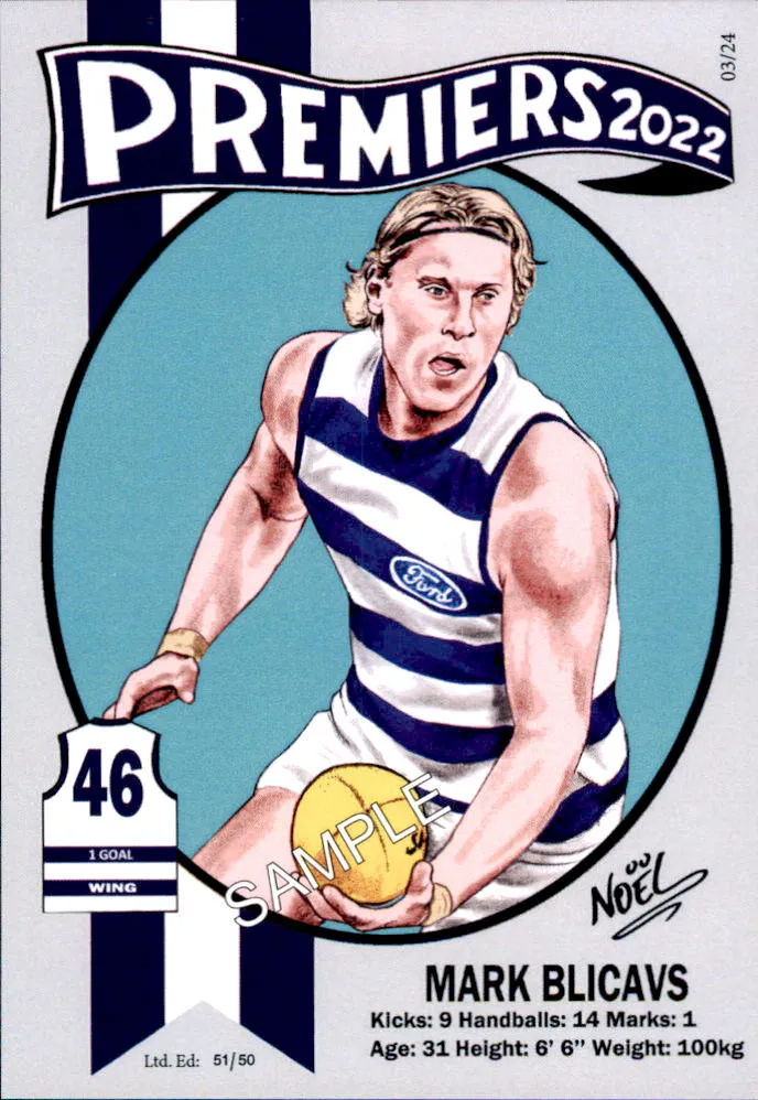 Geelong Cats 2022 Premiers Card Set by Noel