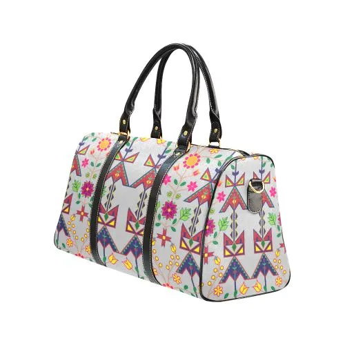 Geometric Floral Spring-Gray Waterproof Travel Bag