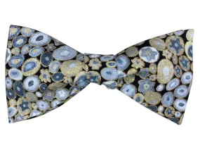 Grey & Gold Pebbles Bow Tie