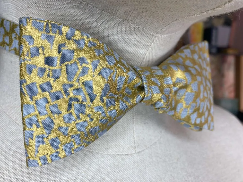 Grey & Metallic Gold Bow Tie