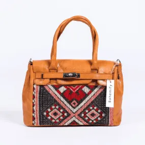 Hermes Inspired Leather x Kilim Handbag