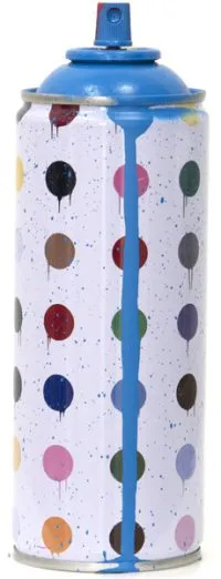 Hirst Dots Cyan Spray Paint Can Sculpture by Mr Brainwash- Thierry Guetta