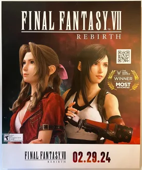 Insomnia Cookies Final Fantasy VII (7) Rebirth Aerith Gainsborough & Tifa Lockhart Limited Edition Cookie Box Sleeve