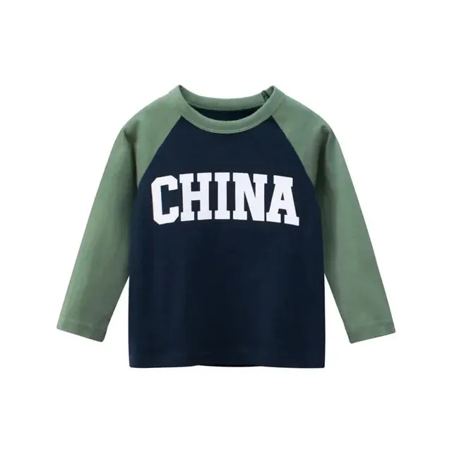 Kids Boys Rugby Print Cotton Long Sleeve Tees for 2-9 years